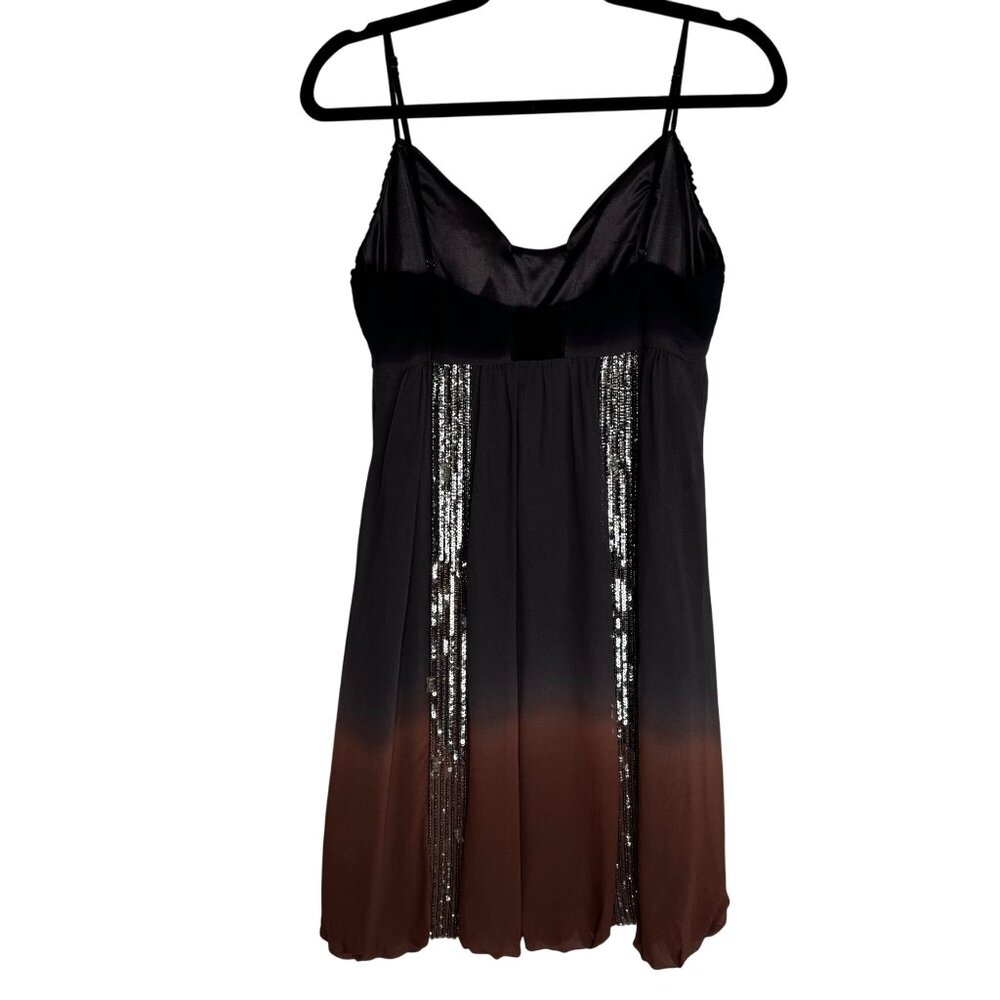 Sue Wong Nocturne Beaded Silk Ombre Babydoll Dress Whimsigoth Fairy Grunge Sz 14 - Picture 11 of 13